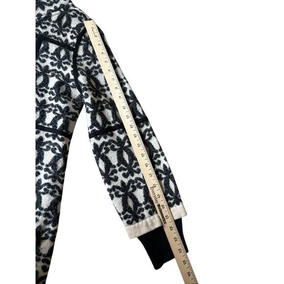 Heather B Jacquard Wool Blend Coat size M Snap Front Cream Gray - Picture 6 of 10